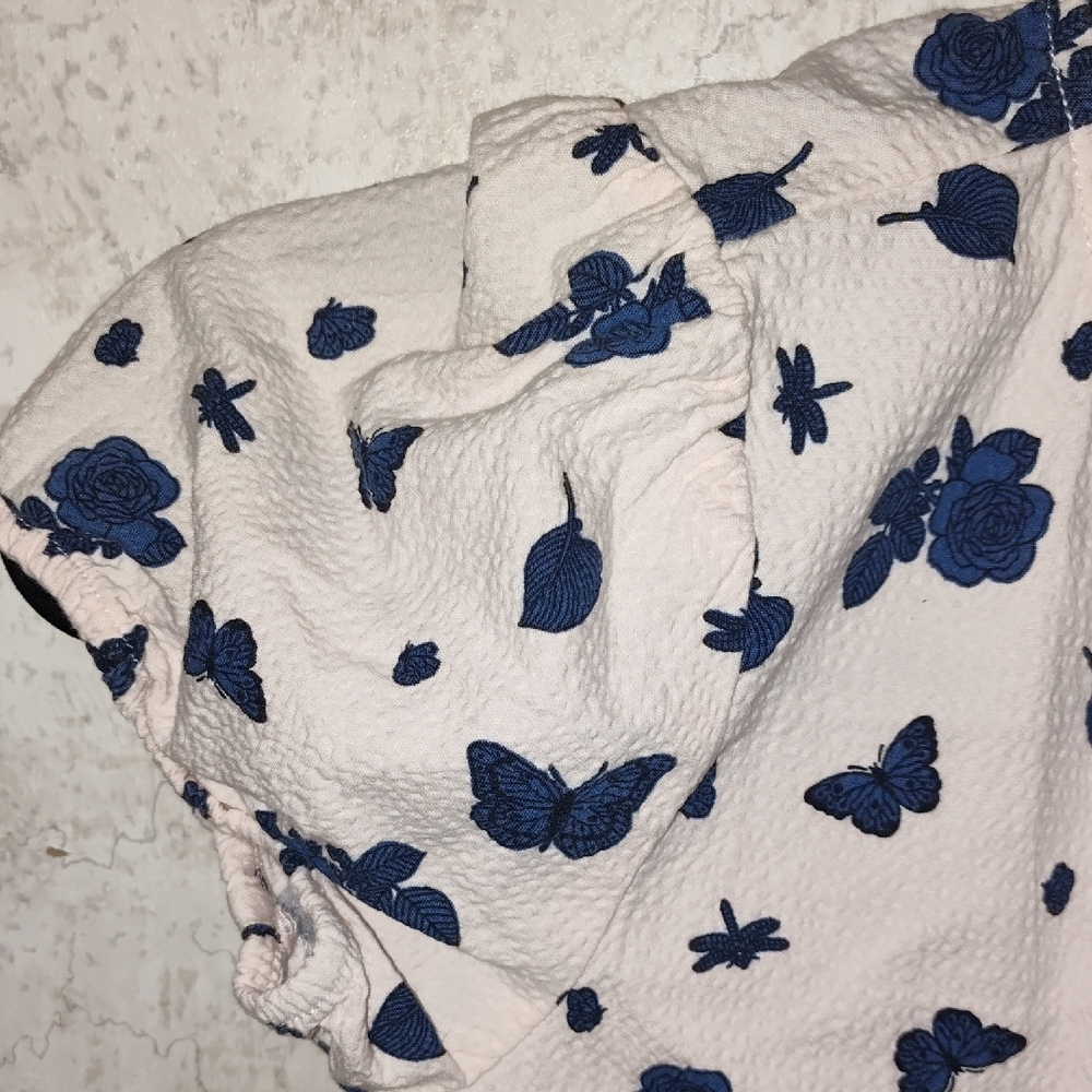 Free People Kids Blouse - White with Blue Butterflies - Picture 6 of 11